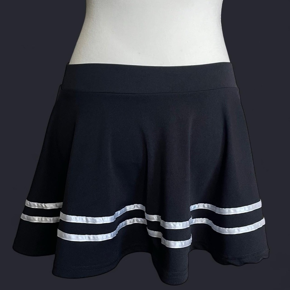 Black A-Line Mini Skirt with White Trim